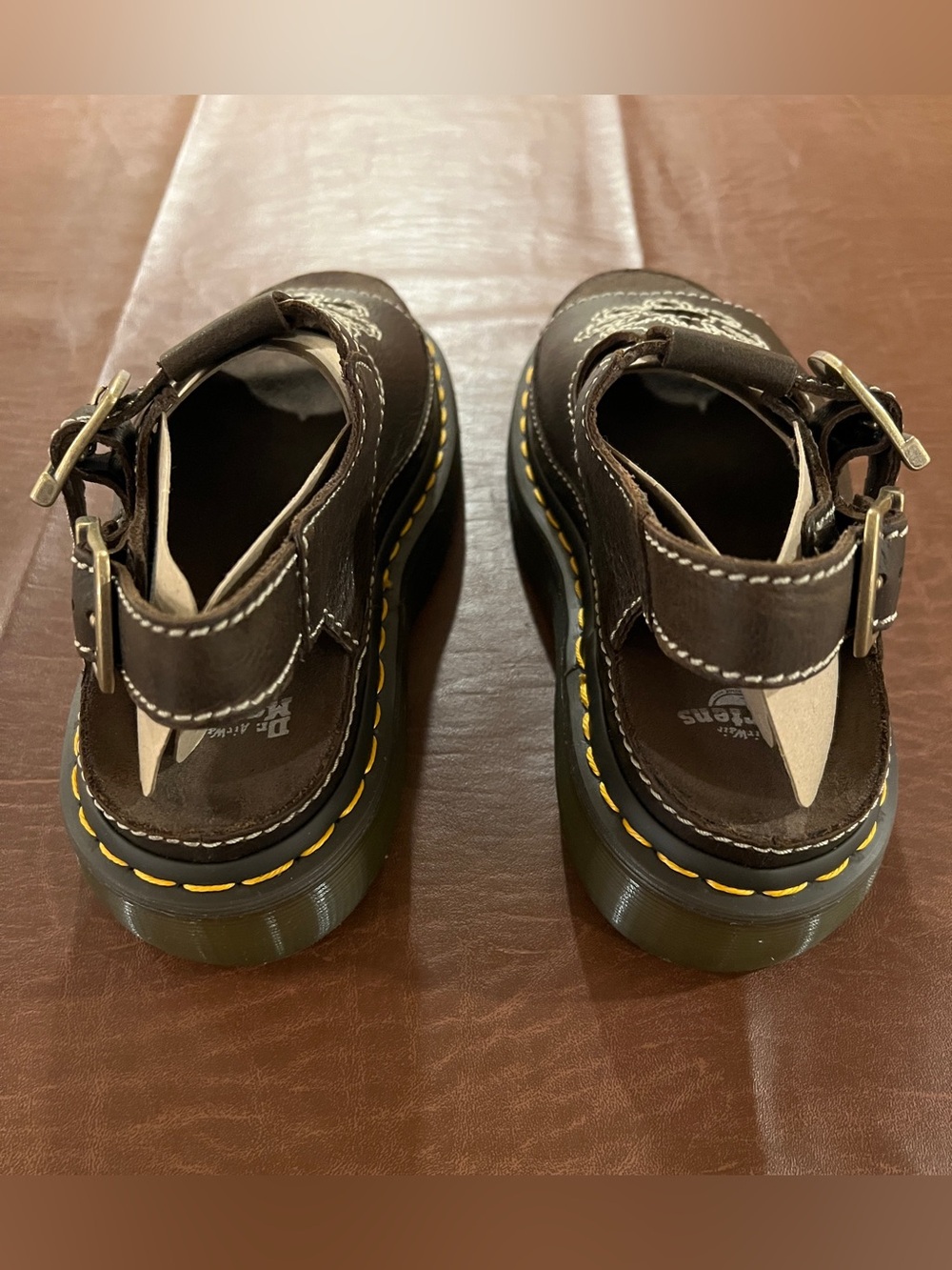 New Open Box DR.MARTENS Dunnet Flower Leather Sandals Women's Size US 7 Brown - Picture 4 of 7